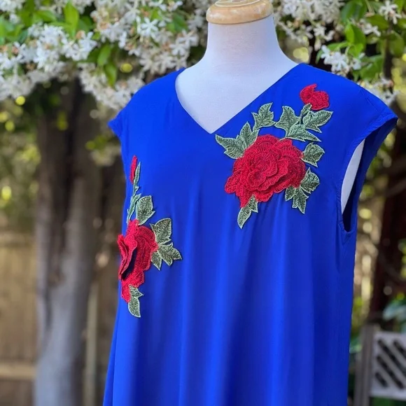 Bohemian floral embroidered maxi tank dress - tie belt|XXL - Picture 5 of 7